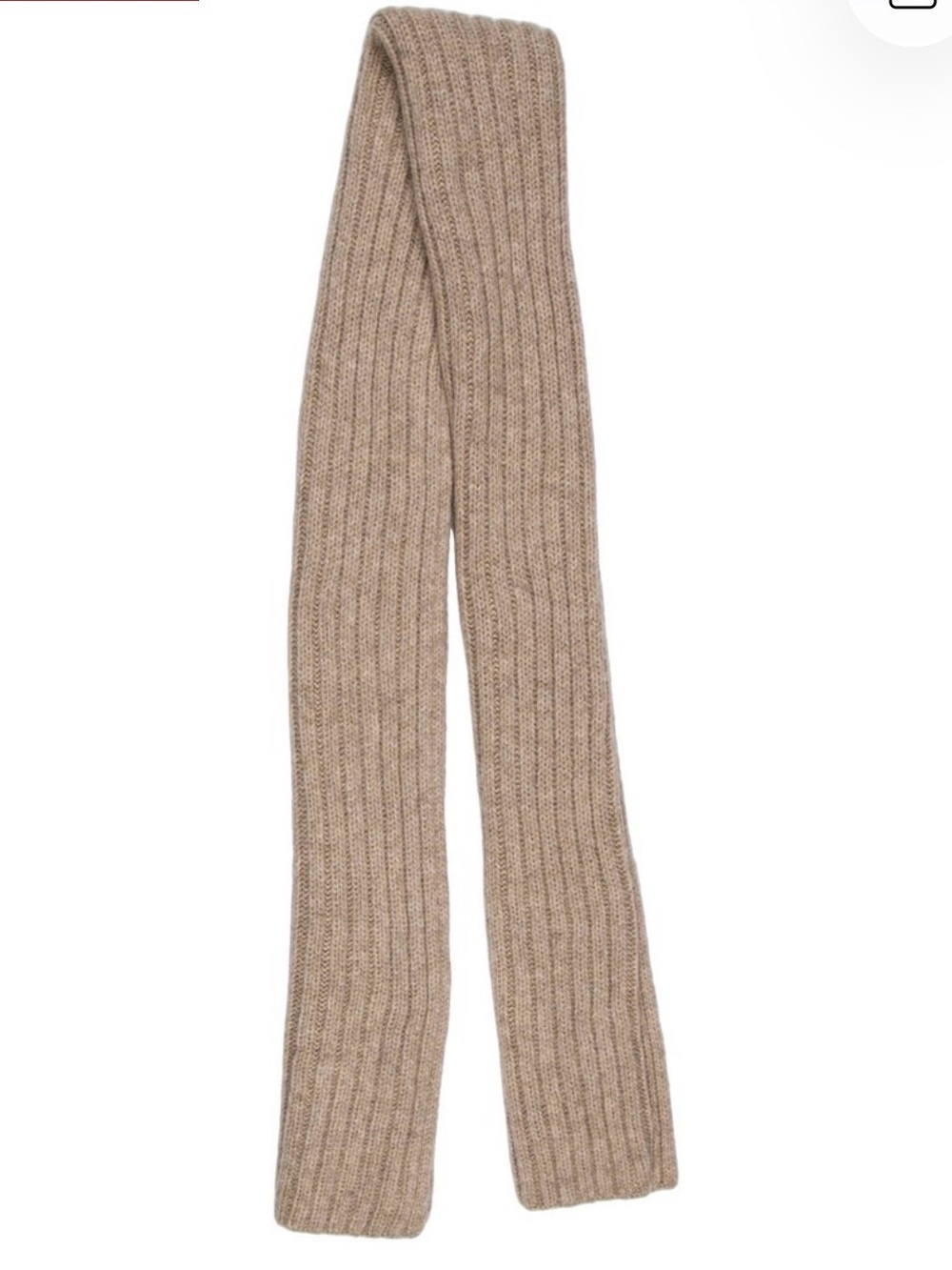 Jenni Kayne Baby Alpaca Ribbed Knit Scarf in Taupe